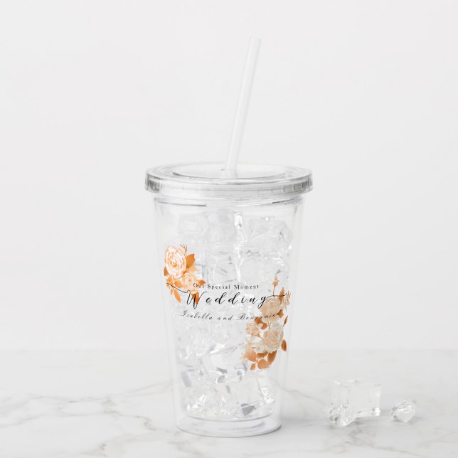 Vaso Acrílico Elegante Rosa Boda (Reverso (hielo))