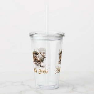 Vaso Acrílico Elegante salvia verde corona faux gold Reindeer