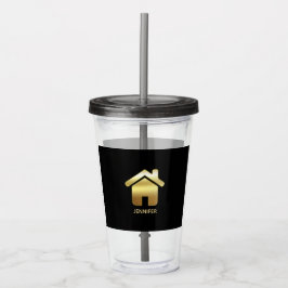 Vaso Acrílico Elegante Símbolo de la Casa de Oro Diseño Inmobili