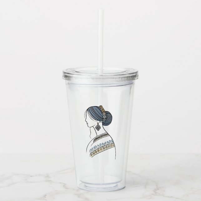 Vaso Acrílico Elegante Tumbler de Arte Folclórico Ucraniano (Anverso)