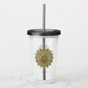 Vaso Acrílico Elegante y colorido Mandala estilo India 4