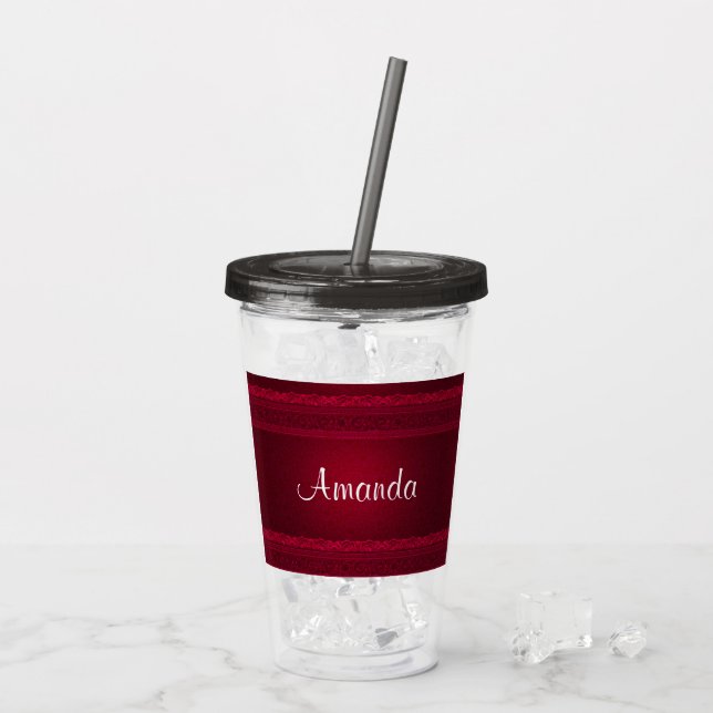 Vaso Acrílico Elegante y elegante fondo rojo (Reverso (hielo))