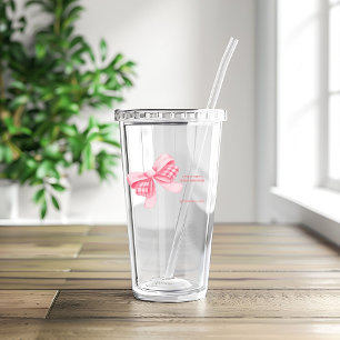 Vaso Acrílico Elegante y Moda Chica Bow Rosado Baby Shower