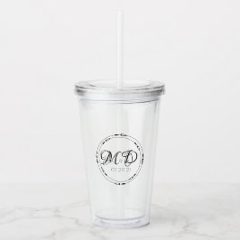Vaso Acrílico Elegantes parejas de boda flecha circular aniversa