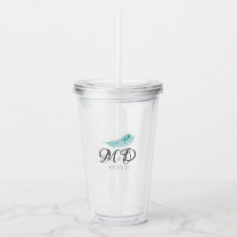 Vaso Acrílico Elegantes parejas de boda hoja de palma aniversari