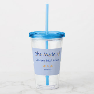 Vaso Acrílico ella lo hizo ducha nupcial azul naranja elegante t