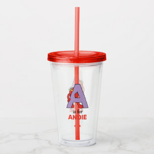 Vaso Acrílico Elmo Alphabet A Púrpura