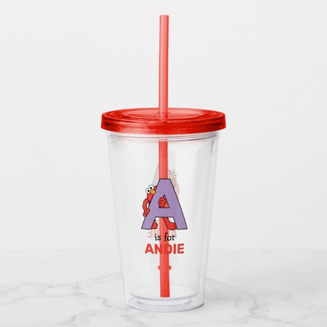 Vaso Acrílico Elmo Alphabet | A Púrpura (Anverso)