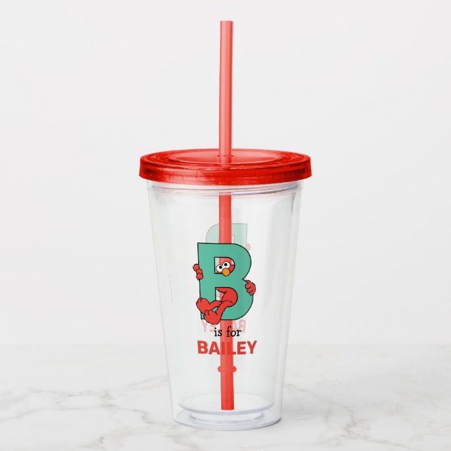 Vaso Acrílico Elmo Alphabet | B Verde azuladas (Anverso)