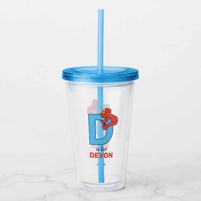 Vaso Acrílico Elmo Alphabet | D Azul (Anverso)