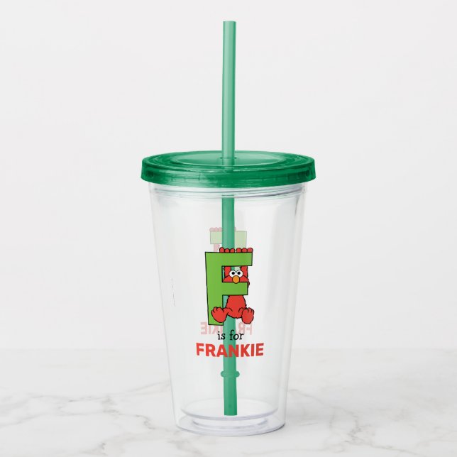 Vaso Acrílico Elmo Alphabet | F Green (Anverso)