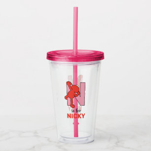 Vaso Acrílico Elmo Alphabet N Rosa