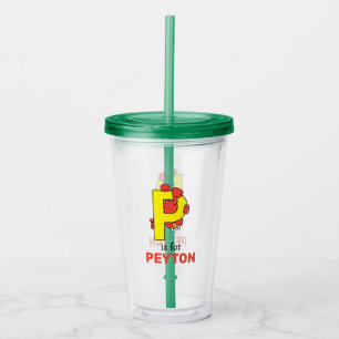 Vaso Acrílico Elmo Alphabet P Amarillo