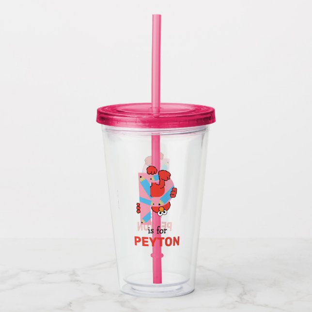Vaso Acrílico Elmo Alphabet | P Lápiz (Anverso)
