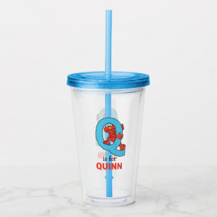 Vaso Acrílico Elmo Alphabet Q Azul