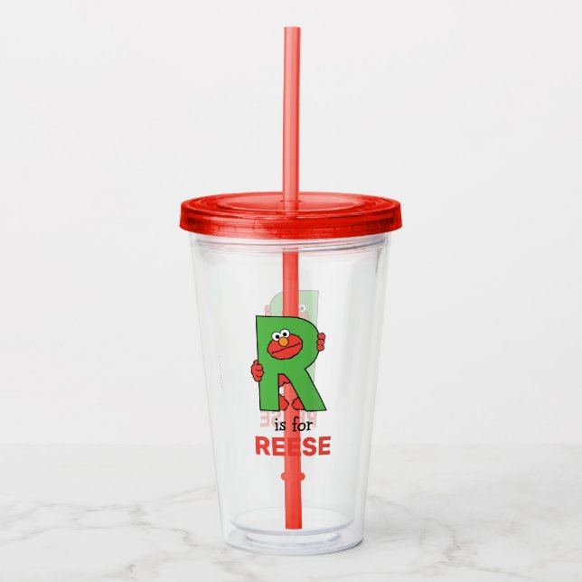 Vaso Acrílico Elmo Alphabet | R Green (Anverso)
