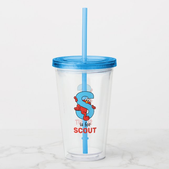 Vaso Acrílico Elmo Alphabet | S Azul (Anverso)