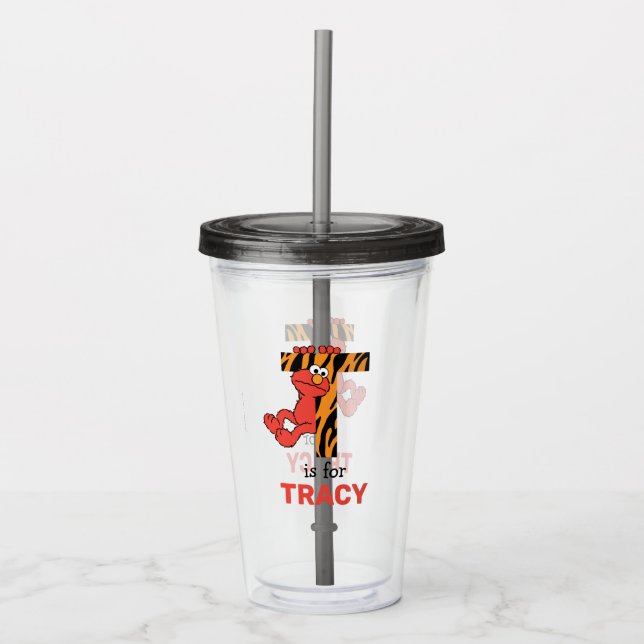 Vaso Acrílico Elmo Alphabet | T Tigre (Anverso)