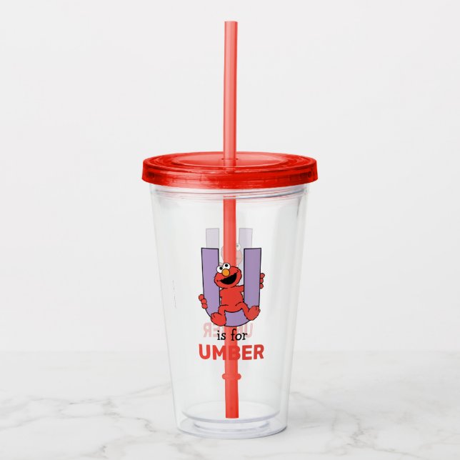 Vaso Acrílico Elmo Alphabet | U Púrpura (Anverso)