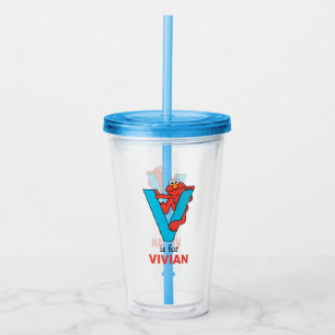 Vaso Acrílico Elmo Alphabet   V Azul