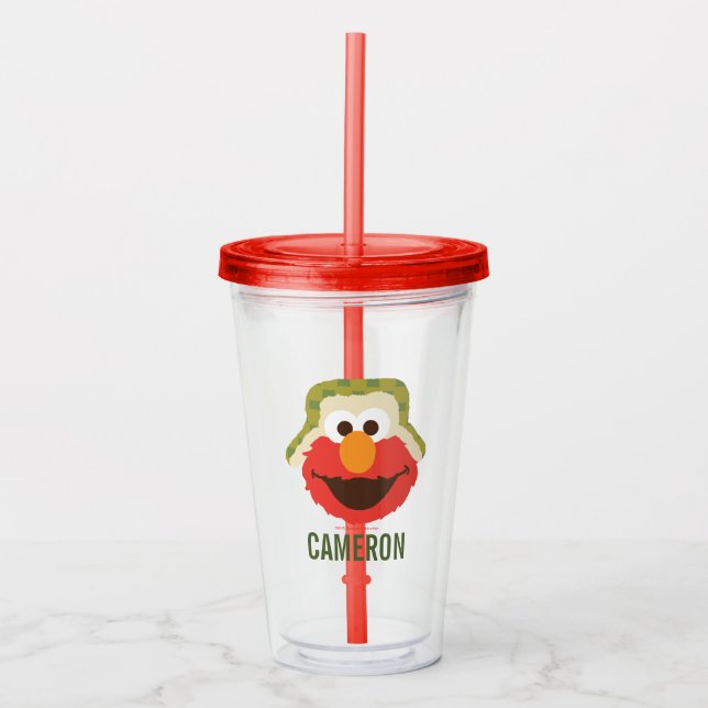 Vaso Acrílico Elmo Woodland Face | Añadir su nombre (Anverso)