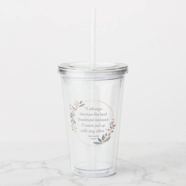 Vaso Acrílico Emma De Jane Austen Cita II - Estilo Cuto (Anverso)