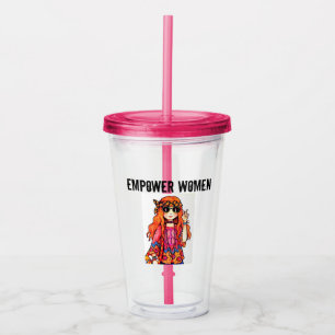 VASO ACRÍLICO EMPODERADORAS MUJERES HIPPIE