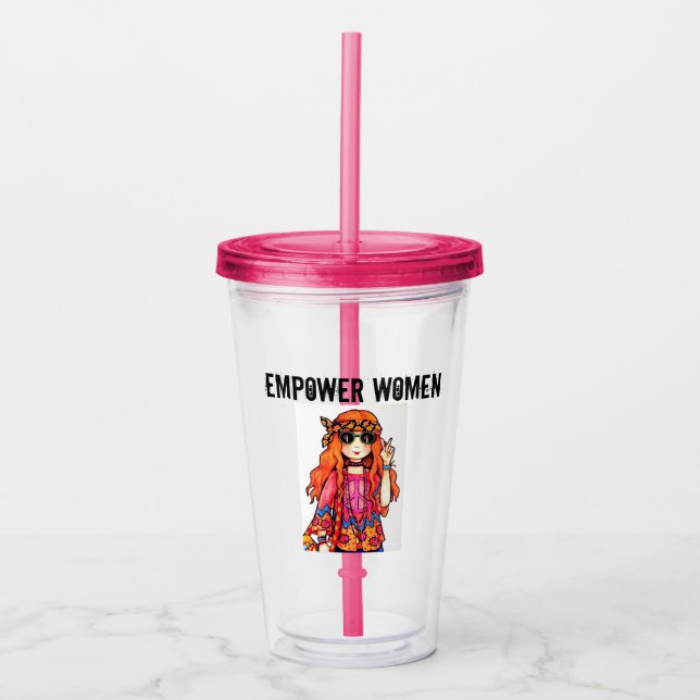 VASO ACRÍLICO EMPODERADORAS MUJERES HIPPIE (Anverso)