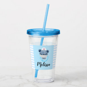 Vaso Acrílico Enfermera de osito con máscara médica