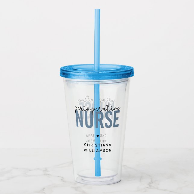 Vaso Acrílico Enfermera perioperatoria personalizado RN o regalo (Anverso)