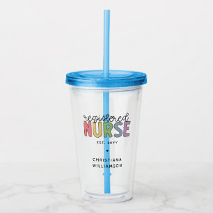 Vaso Acrílico Enfermera Registrada RN Graduación Personalizada C