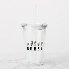 Vaso Acrílico Enfermero ASL lenguaje de señas a mano Enfermería 