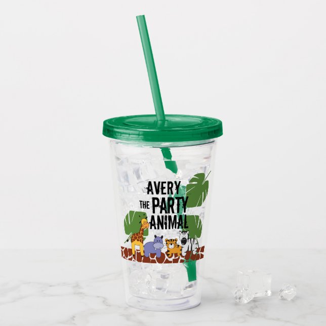 Vaso Acrílico Entrega personalizada de Safari animal Fiesta (Anverso (hielo))