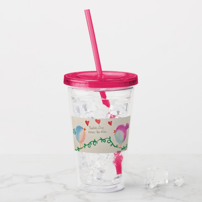 Vaso Acrílico Enviando Amor a Través de las Millas (Anverso (hielo))