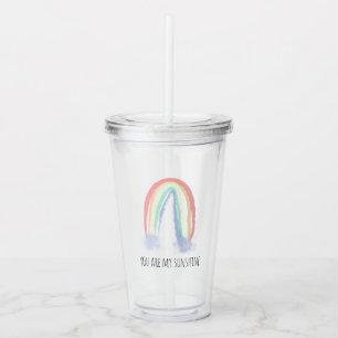 Vaso Acrílico Eres mi arcoíris pintado con acuarela de sol