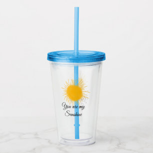 Vaso Acrílico eres mi sol naranjas amarillos rayos solares añadi