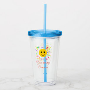 Vaso Acrílico eres mi sol naranjas amarillos rayos solares añadi