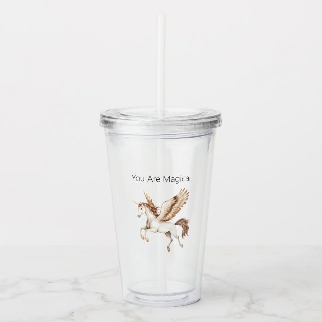 Vaso Acrílico Eres Unicornio Pegasus Mágico (Anverso)