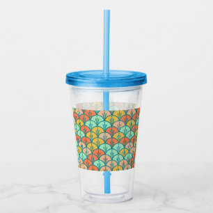 Vaso Acrílico Escala de peces geométricos modernos y coloridos