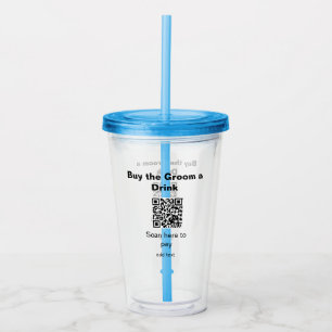 Vaso Acrílico escaneo QR de soltero para pagar una bebida al nov