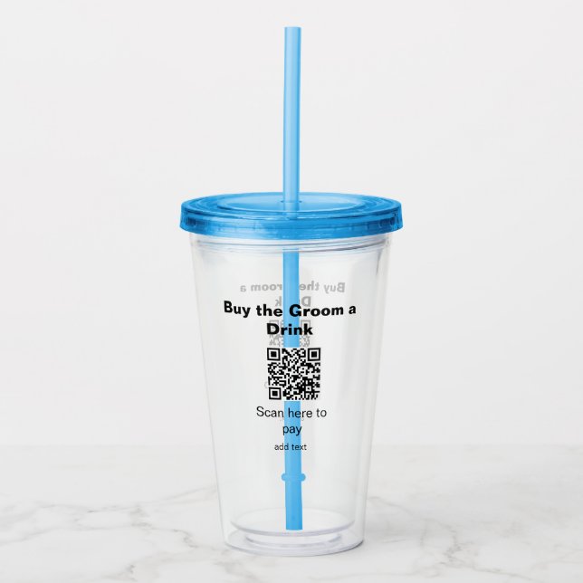 Vaso Acrílico escaneo QR de soltero para pagar una bebida al nov (Anverso)