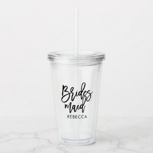 Vaso Acrílico Escritura elegante "dama de honor" personalizada