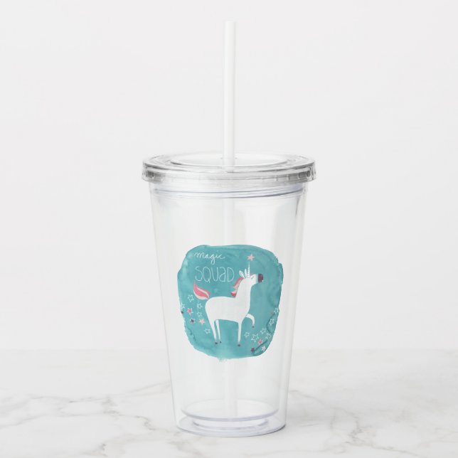 Vaso Acrílico Escuadrón mágico de unicornio (Anverso)
