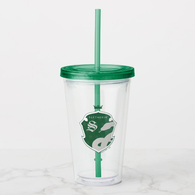 Vaso Acrílico Escudo coronado con marco de SLYTHERIN™ verde (Anverso)