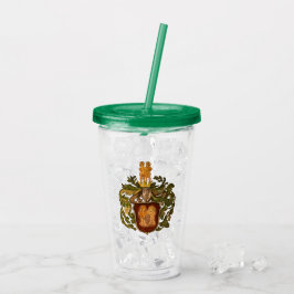 Vaso Acrílico Escudo de armas marrón y géminis de oro