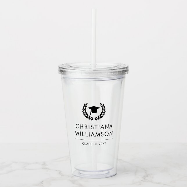 Vaso Acrílico Escuela personalizada y graduación universitaria e (Anverso)