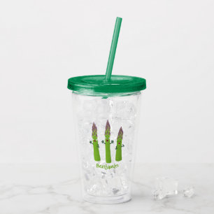 Vaso Acrílico Espárrago lindo cantando trío de verduras personal