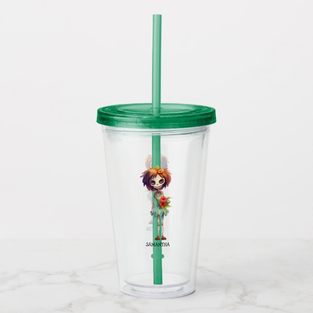 Vaso Acrílico Espeluznante pero lindo niño zombi - macabro adora (Anverso)