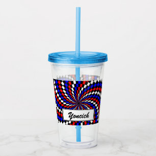 Vaso Acrílico Espiral del verificador azul blanco rojo de Kennet
