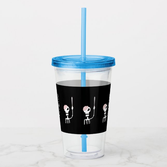 Vaso Acrílico Esqueleto de Halloween con espada (Anverso)